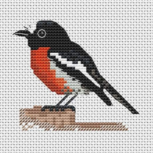 Scarlet Robin mini cross stitch kit with hoop